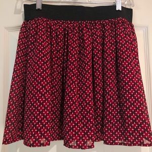 Floral Printed Mesh Skirt with Elastic Waistband